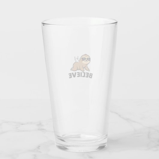 Cool Flying Sloth Believe Funny Motivational Desig Glas (Rückseite)