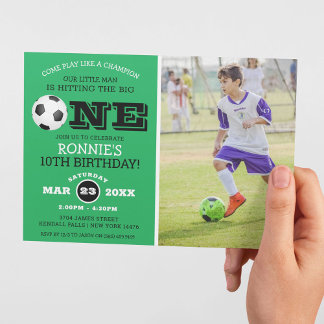 Cool Football Soccer Kinder Foto Geburtstag Einladung