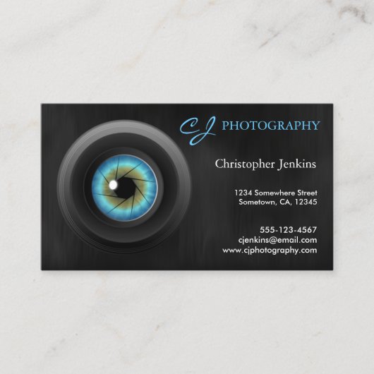 Cool Fotografie Blue Eye Camera Lens Fotograf Visitenkarte (Vorderseite)