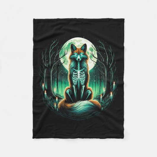 Cool Fox Skeleton Halloween Christmas Birthday Fleecedecke (Vorderseite)