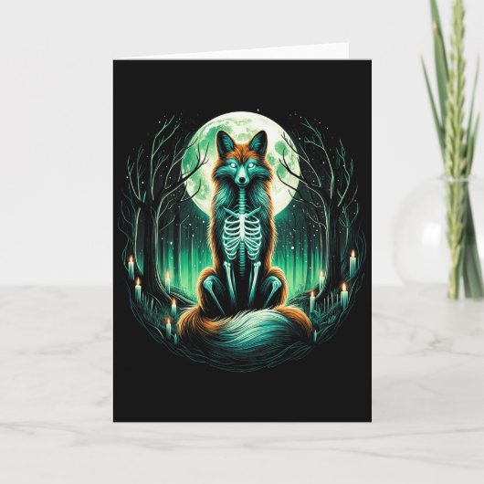 Cool Fox Skeleton Halloween Christmas Birthday Karte (Vorderseite)