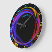 Cool Fractal Psychedelic Neon Glow Abstract Ball Große Wanduhr (Winkel)