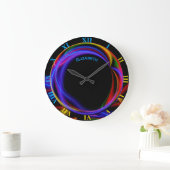 Cool Fractal Psychedelic Neon Glow Abstract Ball Große Wanduhr (Zuhause)