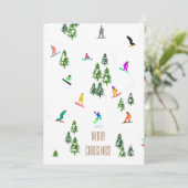 Cool Freeride Snowboarder Frohe Weihnachten Einladung (Stehend Vorderseite)