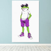 Cool Frog Canvas – Funny Glasses Frog Kids WallArt Leinwanddruck (Insitu (Holzboden))