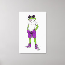 Cool Frog Canvas – Funny Glasses Frog Kids WallArt