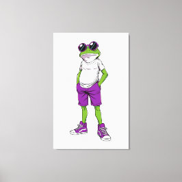 Cool Frog Canvas – Funny Glasses Frog Kids WallArt Leinwanddruck