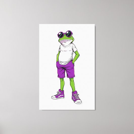 Cool Frog Canvas – Funny Glasses Frog Kids WallArt Leinwanddruck (Vorderseite)