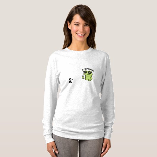 Cool Frog “Just Vibing” Funny T-Shirt (Vorne ganz)