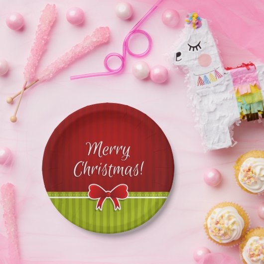 Cool frohe Weihnachts-Design Red Green Muster Pappteller (Party)