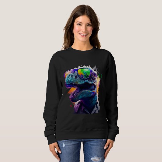 Cool fun dinosaur Rex with sunglasses Sweatshirt (Vorne ganz)