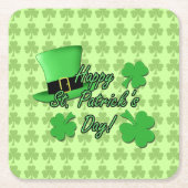 Cool fun Green top hat Shamrocks Patricks Day Rechteckiger Pappuntersetzer (Vorderseite)