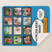 Cool Fun Husband Comic Foto Collage Blau Sherpadecke (Vorderseite (Horizontal))