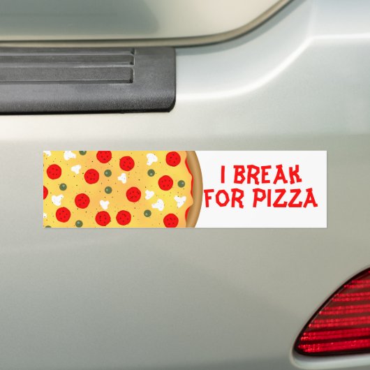 Cool fun I break for pizza red text Autoaufkleber (Auf Auto)