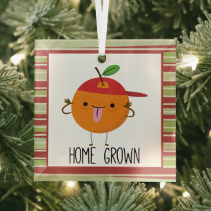 Cool Fun Orange Cartoon home grown Ornament Aus Glas