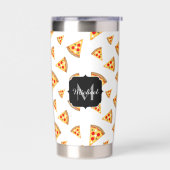 Cool fun pizza slices pattern custom Monogram Thermobecher (Links)