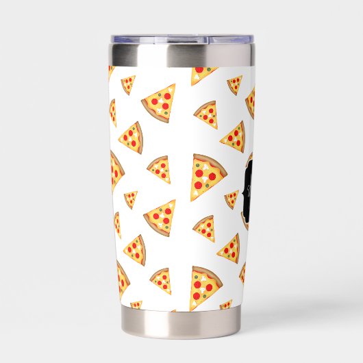 Cool fun pizza slices pattern custom Monogram Thermobecher (Vorderseite)