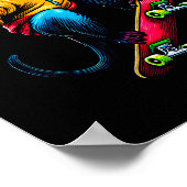 Cool Funky Capuchin Monkey Skateboarding Illustrat Poster (Ecke)