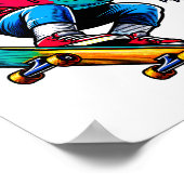Cool Funky Grizzly Bear Skateboarding Illustration Poster (Ecke)
