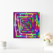 Cool Funky Rainbow Maze Rolling Marbles Design Quadratische Wanduhr (Zuhause)