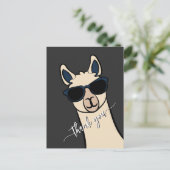 Cool Funny Llama mit Sonnenbrille Alpaca Danke Postkarte (Stehend Vorderseite)