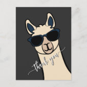Cool Funny Llama mit Sonnenbrille Alpaca Danke Postkarte (Vorderseite)