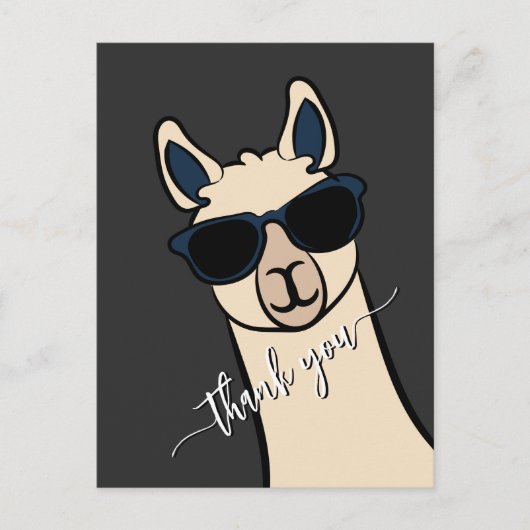 Cool Funny Llama mit Sonnenbrille Alpaca Danke Postkarte (Vorderseite)