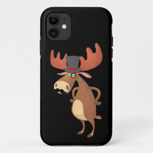 Cool Funny Moose Hat Mustache Animal Lover Case-Mate iPhone Hülle