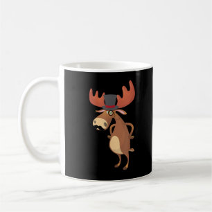 Cool Funny Moose Hat Mustache Animal Lover Kaffeetasse