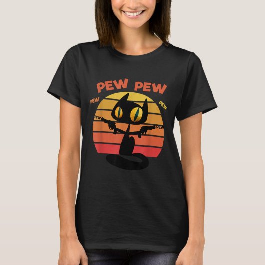 Cool Funny Sarcastic Pew Pew Halloween Schwarze Ka T-Shirt (Vorderseite)