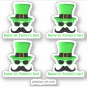 Cool Funny St. Patrick's Day Mustache Top Hut Mann Aufkleber (Vorderseite)