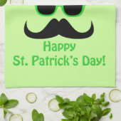 Cool Funny St. Patrick's Day Mustache Top Hut Mann Küchentuch (Gefaltet)