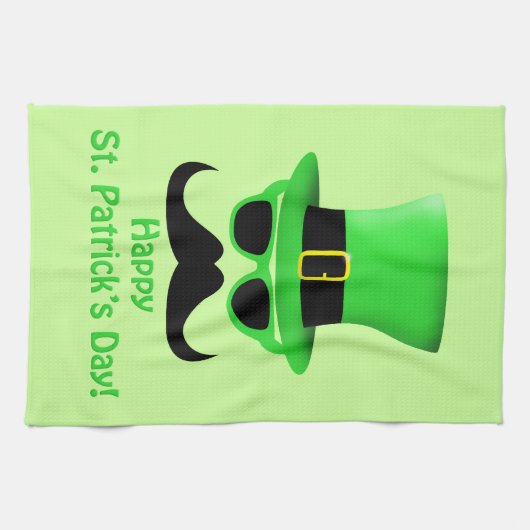 Cool Funny St. Patrick's Day Mustache Top Hut Mann Küchentuch (Horizontal)