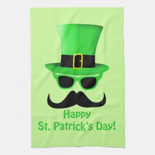 Cool Funny St. Patrick's Day Mustache Top Hut Mann Küchentuch (Vertikal)
