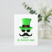 Cool Funny St. Patrick's Day Mustache Top Hut Mann Postkarte (Stehend Vorderseite)