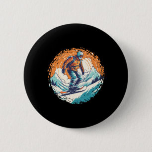 Cool für Snowboard und Ski Lover im weißen Mund Button