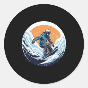 Cool für Snowboard und Ski Lover im weißen Mund Runder Aufkleber