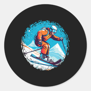 Cool für Snowboard und Ski Lover im weißen Mund Runder Aufkleber
