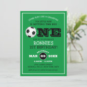 Cool Fußball Kinder 1 Geburtstag Einladung (Stehend Vorderseite)