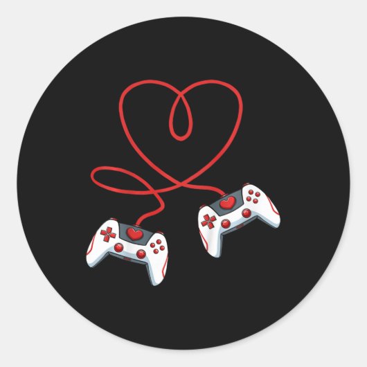 Cool Ga-Valentinstag für Herzvideospielcontroller Runder Aufkleber (Vorderseite)