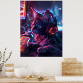 Cool Gamer Cat Rauchen Funny Poster (Küche)
