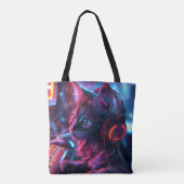 Cool Gamer Cat Rauchen Funny Tasche (Rückseite)