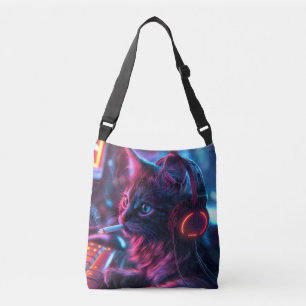 Cool Gamer Cat Rauchen Funny Tragetaschen Mit Langen Trägern