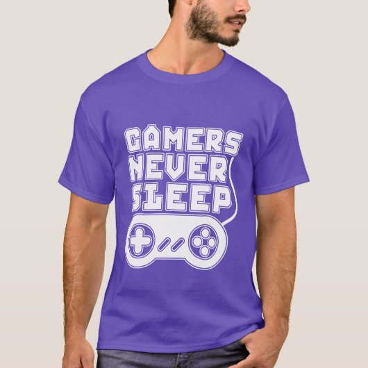 Cool Gamer Dark T Shirt Gamer schlafen nie (Vorderseite)