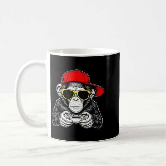 Cool Gamer Monkey With Controller Funny Gaming Vid Kaffeetasse (Links)