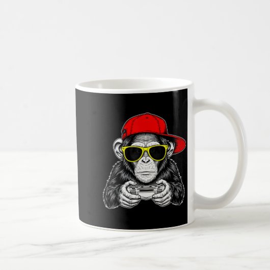 Cool Gamer Monkey With Controller Funny Gaming Vid Kaffeetasse (Rechts)