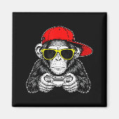 Cool Gamer Monkey With Controller Funny Gaming Vid Magnet (Vorne)