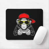 Cool Gamer Monkey With Controller Funny Gaming Vid Mousepad (Mit Mouse)