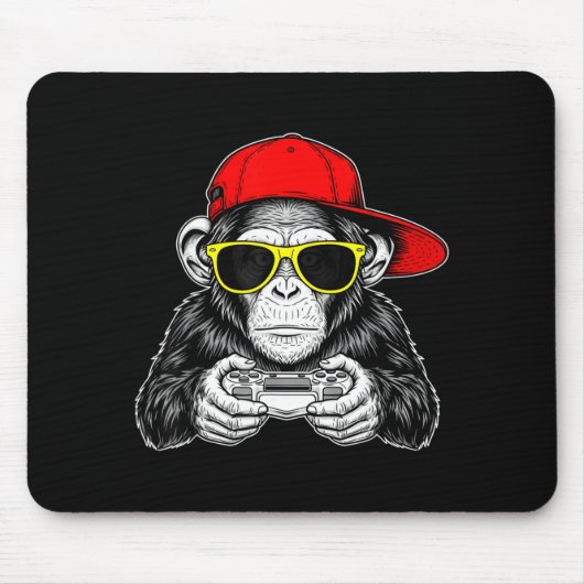 Cool Gamer Monkey With Controller Funny Gaming Vid Mousepad (Vorne)