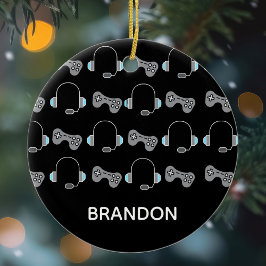 Cool Gamer Personalisiert Gaming Patches Weihnacht Keramik Ornament